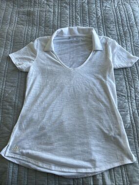 adidas White V-Neck Short Sleeve golf